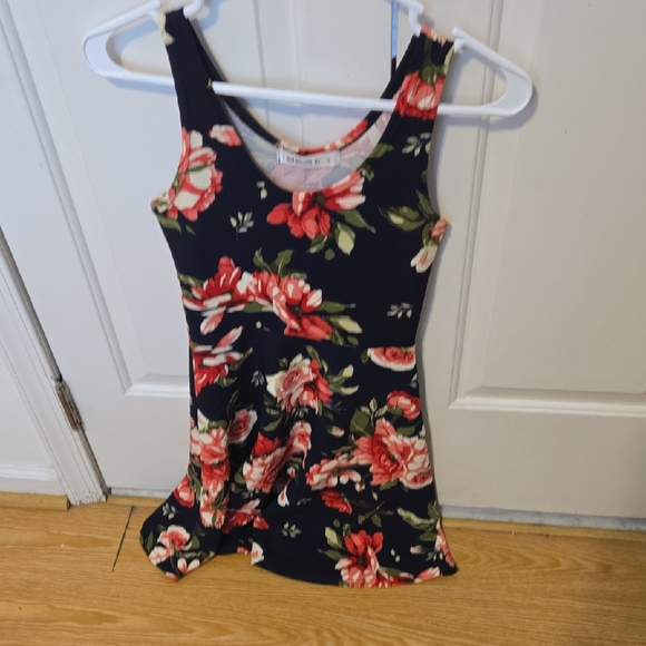 Doublju Dresses & Skirts - Doublju Navy Tank Dress with Red Floral Print